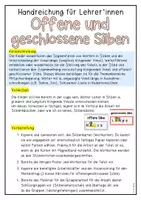 Vorschau - Stundenentwürfe - Offene und geschlossene Silben (Lang- und Kurzvokale) - Seite 1