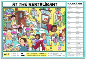 Vorschau - Arbeitsblätter - At the Restaurant - Wimmelbild + Aufgaben (Englisch 3.-5. Schulstufe) - Seite 2