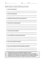 Vorschau - Arbeitsblätter - AB mit Fragen zum Thema "Dezimalzahl" + Lösungsblatt - Deckblatt