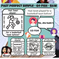 Vista previa - Juegos / Gamificación - Past Perfect Simple - Go Fish -B&W - Portada