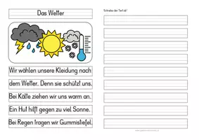Vorschau - Anderer Materialtyp - Wetter - Differenzierte Tafel-, Ansage und Abschreibtexte - Seite 1
