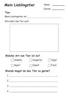 Vorschau - Arbeitsblätter - Steckbrief "Mein Lieblingstier" - Seite 1