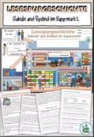 Aperçu - Feuilles d'exercices - Histoire de lecture "Gulnabi und Beslind im Supermarkt" Les produits au supermarché - Thème des courses - Français - Page de couverture