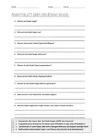 Vorschau - Arbeitsblätter - AB mit Fragen zum Thema "Dodo-Vogel" + Lösungsblatt + Infografik - Deckblatt