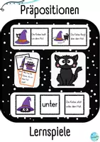 Vorschau - Stationenlernen - Präpositionen: Lernspiele (Zauberkatze) - Deckblatt