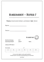Vorschau - Klassenarbeiten - Klassenarbeit Grammatik 7 - Deckblatt