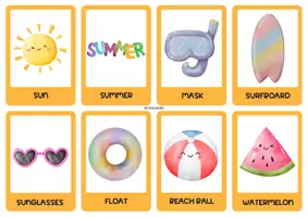 Vista previa - Tarjetas / Manipulativos - FLASHCARDS SUMMER - 2 SIZES - página 1