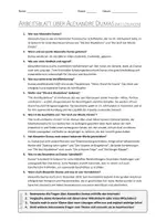 Vorschau - Arbeitsblätter - AB mit Fragen zum Thema "Alexandre Dumas" + Lösungsblatt - Seite 1