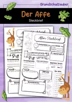 Vorschau - Arbeitsblätter - Steckbrief Affe - Deckblatt