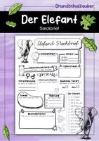 Vorschau - Arbeitsblätter - Steckbrief Elefant - Deckblatt