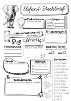 Vorschau - Arbeitsblätter - Steckbrief Elefant - Seite 1