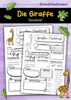 Vorschau - Arbeitsblätter - Steckbrief Giraffe - Deckblatt
