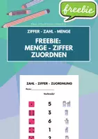 Vorschau - Arbeitsblätter - FREEBIE: Ziffer Zahl Menge Zuordnung (bis 6) - Deckblatt