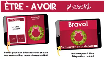 Aperçu - Jeux - Present ÊTRE AVOIR Theme Noël BOOM CARDS - Page 3