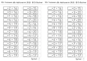 Vorschau - Arbeitsblätter - Trainingsheft Additionen im ZR 20 Platzhalter ? + E = ZE - Seite 2