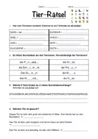 Vorschau - Arbeitsblätter - DaZ: Tiere - Rätsel - Deckblatt
