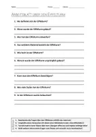 Vorschau - Arbeitsblätter - AB mit Fragen zum Thema "Eiffelturm" + Lösungsblatt + Infografik - Deckblatt