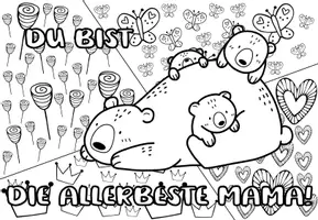 Vorschau - Mal- und Bastelvorlagen - 42 Ausmalbilder Muttertag Tiermotive - Seite 2