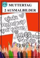 Vorschau - Mal- und Bastelvorlagen - 2 Ausmalbilder Muttertag Herzen Freebie - Deckblatt