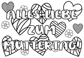 Vorschau - Mal- und Bastelvorlagen - 2 Ausmalbilder Muttertag Herzen Freebie - Seite 3