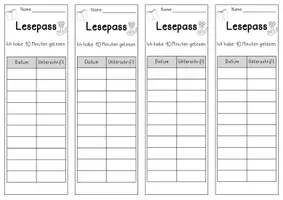 Vorschau - Arbeitsblätter - Lesepass (Bücherwurm/Leseraupe) - Seite 1