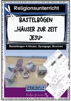 Vorschau - Mal- und Bastelvorlagen - Umwelt Jesu - Bastelbögen zum Basteln eines Dorfes zur Zeit Jesu - 4 Häuser, eine Synagoge und ein Brunnen - Deckblatt