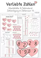 Vorschau - Arbeitsblätter - Verliebte Zahlen: Arbeitsblätter und Tafelmaterial (Partnerzahlen) - Deckblatt
