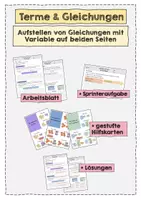 Vorschau - Arbeitsblätter - Aufstellen von Gleichungen (Sachaufgaben) - Deckblatt