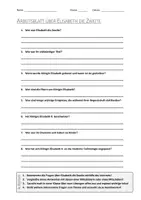 Vorschau - Arbeitsblätter - AB mit Fragen zum Thema "Elisabeth die Zweite" + Lösungsblatt - Deckblatt