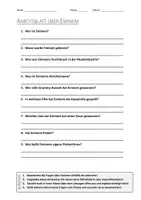 Vorschau - Arbeitsblätter - AB mit Fragen zum Thema "Eminem" + Lösungsblatt + Mindmap + Infografik - Deckblatt