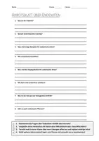 Vorschau - Arbeitsblätter - AB mit Fragen zum Thema "Endemiten" + Lösungsblatt - Deckblatt