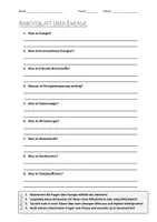 Vorschau - Arbeitsblätter - AB mit Fragen zum Thema "Energie" + Lösungsblatt + Mindmap + Infografik - Deckblatt