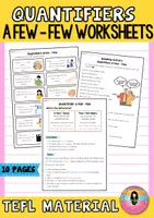 Vista previa - Hojas de trabajo - Quantifiers Worksheets Few - A few - Portada