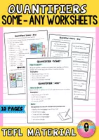 Vista previa - Hojas de trabajo - Quantifiers Some - Any Worksheets - Portada