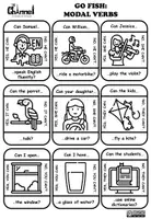 Vista previa - Juegos / Gamificación - MODAL VERBS: CAN, COULD, MUST & SHOULD – Go Fish Game (B&W) - página 1