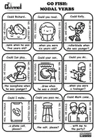 Vista previa - Juegos / Gamificación - MODAL VERBS: CAN, COULD, MUST & SHOULD – Go Fish Game (B&W) - página 2