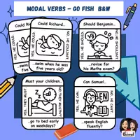 Vista previa - Juegos / Gamificación - MODAL VERBS: CAN, COULD, MUST & SHOULD – Go Fish Game (B&W) - Portada