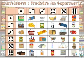 Vorschau - Spiele - Würfelduett mit Textkärtchen "Einkaufen im Supermarkt " DaZ / DaF / Deutsch - Seite 1