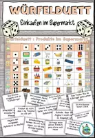 Vorschau - Spiele - Würfelduett mit Textkärtchen "Einkaufen im Supermarkt " DaZ / DaF / Deutsch - Deckblatt