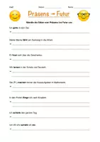 Vorschau - Arbeitsblätter - DaZ: Futur - Präsens zu Futur (doppelseitiges Arbeitsblatt) - Deckblatt