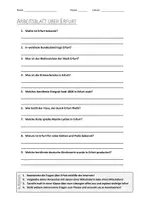 Vorschau - Arbeitsblätter - AB mit Fragen zum Thema "Erfurt" + Lösungsblatt + Infografik - Deckblatt