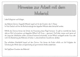 Vorschau - Arbeitsblätter - Domino: Doppelte Mitlaute (Klasse 3) - Seite 1