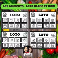 Vista previa - Juegos / Gamificación - Les Aliments - 20 Cartes Loto - Blanc et Noir - Portada