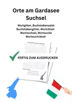 Vorschau - Spiele - Orte am Gardasee, Suchsel, Wortgitter, Buchstabensalat, Buchstabengitter, Wortsuchrätsel, Worträtsel - Deckblatt