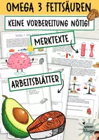 Vorschau - Arbeitsblätter - Geniales Paket: Omega 3 Fettsäuren / Arbeitsblätter und Merktext - Deckblatt