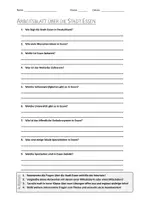 Vorschau - Arbeitsblätter - AB mit Fragen zum Thema "Essen (Stadt)" + Lösungsblatt + Infografik - Deckblatt
