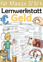 Vorschau - Unterrichtsreihen - Lernwerkstatt Geld (Teil 1) -für Klasse 2, 3 und 4 - mit Tafelmaterial und Bastelvorlage - Deckblatt