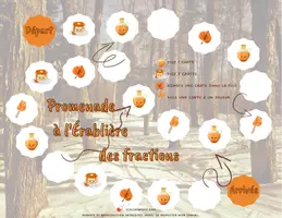 Aperçu - Feuilles d'exercices - Promenade à la cabane - équivalence fractions - 3e cycle - Page de couverture
