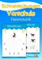 Vorschau - Arbeitsblätter - Schneideübungen Tiere - Motorikschulung & Feinmotorik - Vorschule und Klasse 1 - Deckblatt