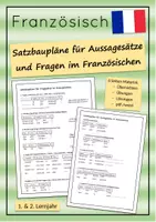 Vorschau - Arbeitsblätter - Die Förderoffensive Französisch: Satzbaupläne für Aussagesätze und Fragen im Französischen (inkl. Übungen & Lösungen) - Deckblatt